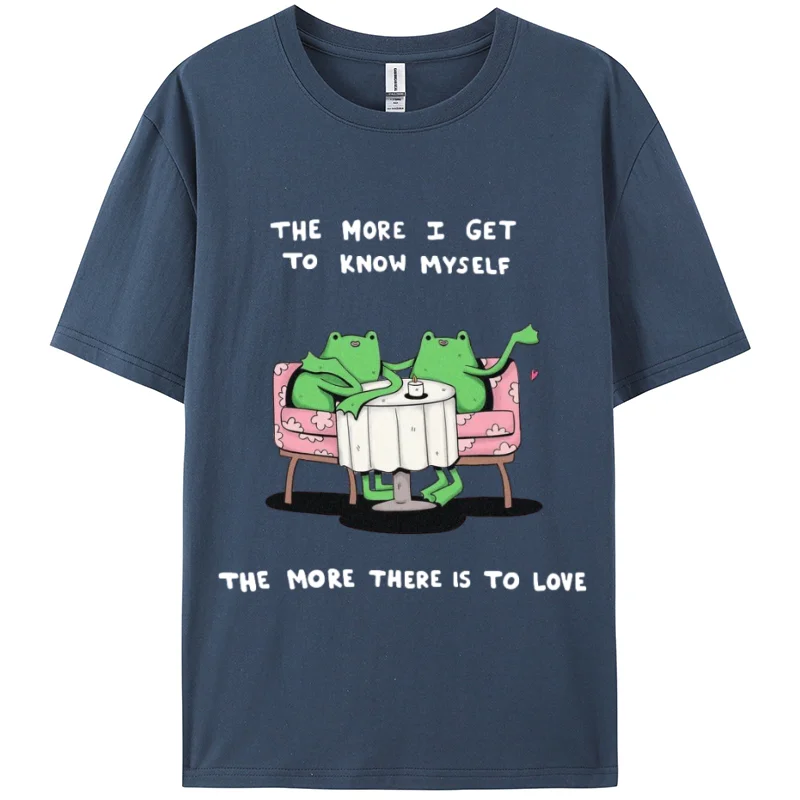 Men And Women Frog Letter Print Women's Cotton T-shirt White Y2K Oversized Summer Comfortable Short Sleeve Fairy Casual Wear