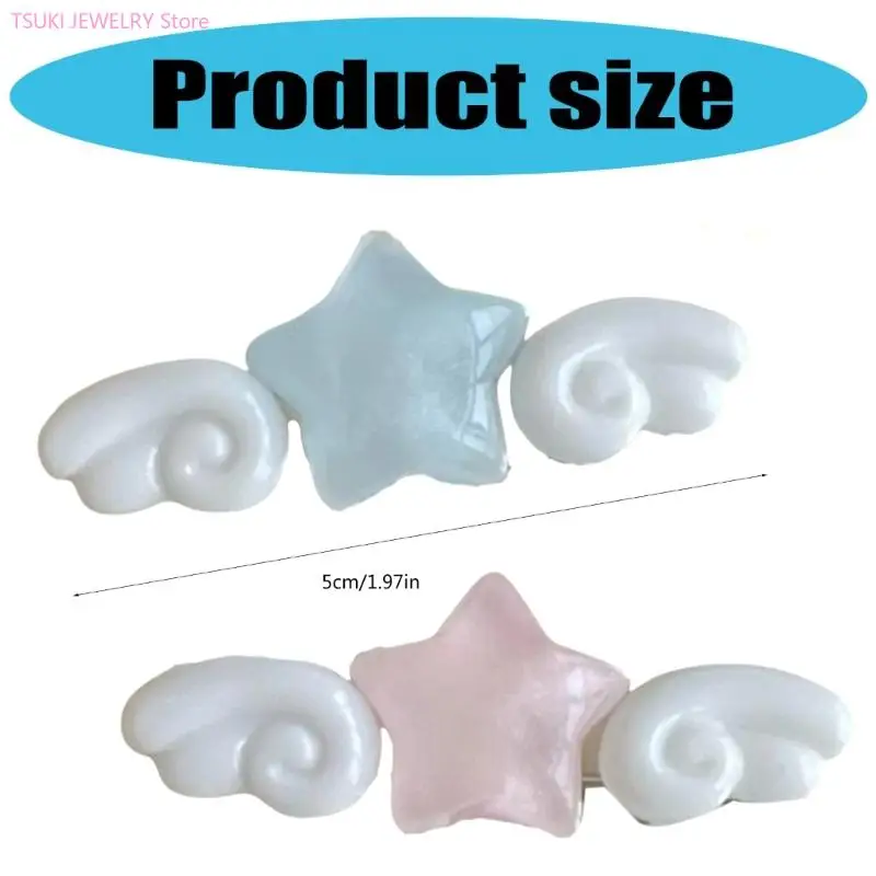 62KE Adorable Duckbill Star Wing Hair Clip Teens Girls Hairpins For Thin Hair Spring Summer Styling With Soft Wing