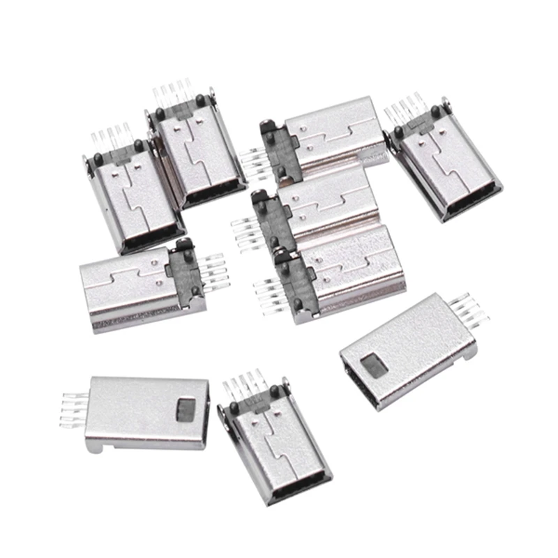 LUDA 10 pieces Mini USB Type B Male 180 Degree 5 Pin SMD SMT for Soldering Jack Connector