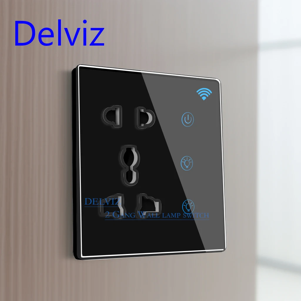 Imagem -02 - Delviz-tomada Universal Inteligente Painel de Vidro Temperado Bluetooth Wifi Sistema Tuya Casa Inteligente Gang Interruptor de Luz de Parede