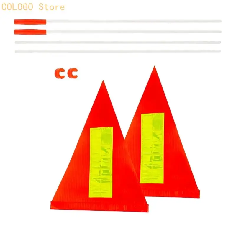 High Visibility PVC Hand Waving Warning Flags Set Of 2 Suitable For Outdoor Work And Crowd Control School Event Parades D0LD
