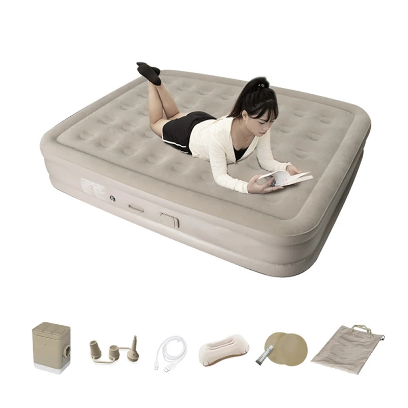

Inflatable Mattress with Electric Pump One Click Automatic Quick Inflation Deflation Heighten Air Mattress for Traveling Camping
