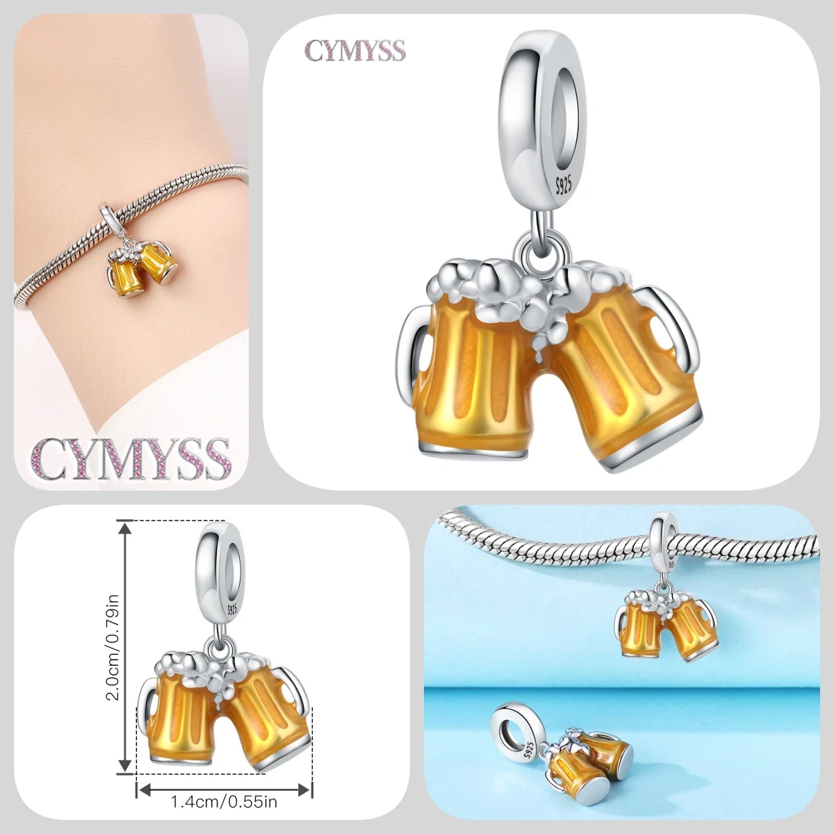 Zierlicher Anhänger aus 925er Sterlingsilber mit Engel-Gebetsperle, passend für Armreif, Armband, Halskette, DIY-Schmuck, Geburtstagsgeschenk für Frauen – Detail 19
