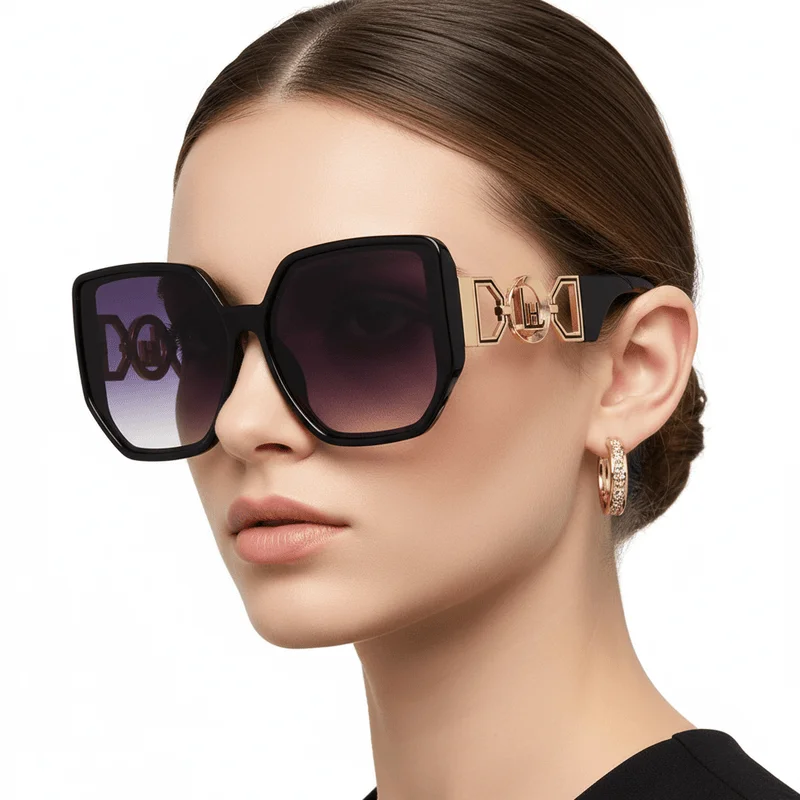 

2025 Elegant Fashion Women Brand Sunglasses Oversize Square Sun Shades Men Sun Glasses Hollow Design Unisex Shades UV400