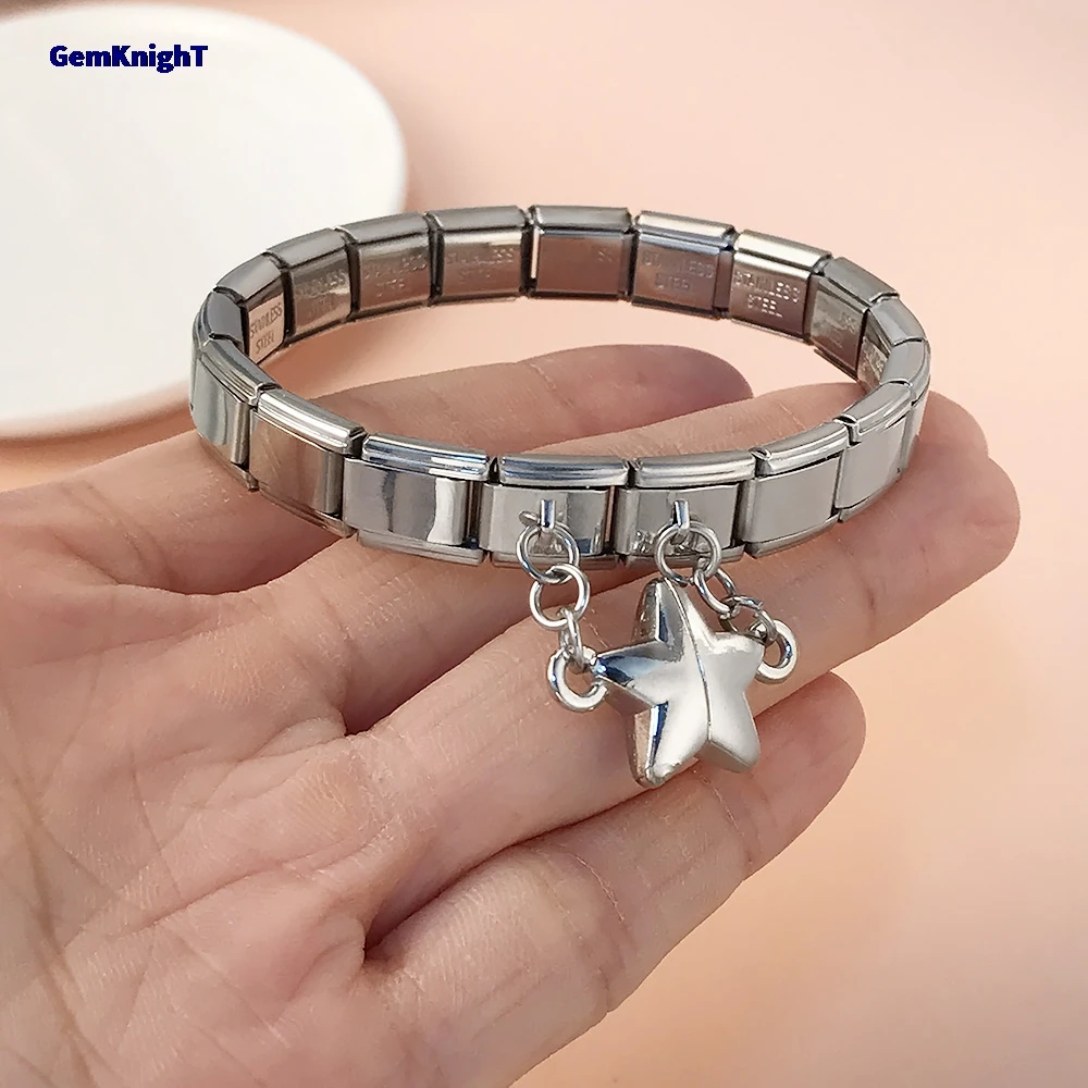 Abnehmbare sternförmige magnetische Anziehung italienischer Charm-Link für 9 mm DIY-Herstellung von Perlen, modischer Edelstahl-Armband-Schmuck – Detail 4