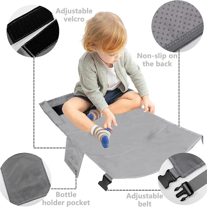 Kids Travel Airplane Bed Portable Children Travel Seat Extender Baby Car Seat Extender Foot Breathable Leg Rest Hammock For Kids