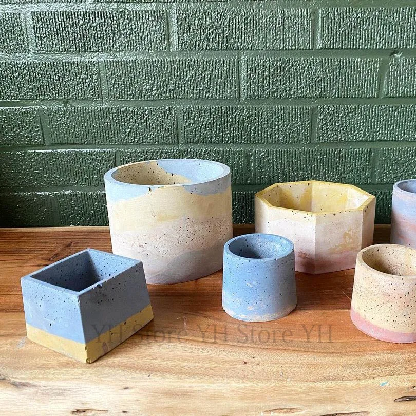 Concrete Candle Jar Silicone Molds Cement Mold Planters Flowerpot Mold Terrazzo Candle Cup Plaster Mold DIY Pen Holder Clay Mold