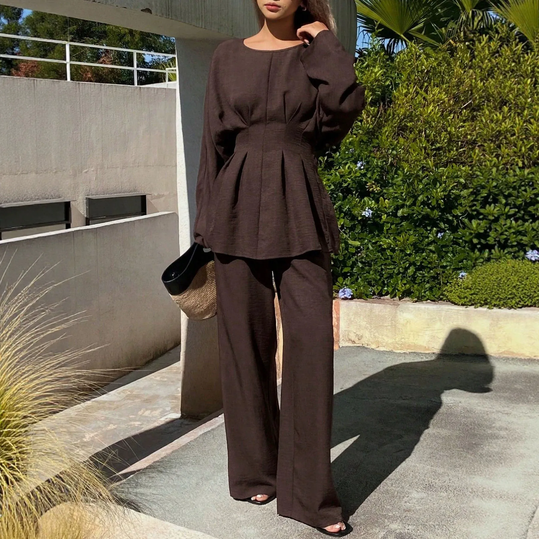 Daily Wear Ensemble Women Casual Outfit For Winter Layering Regular Length Medium Elasticity Solid Pattern Stretchable Material