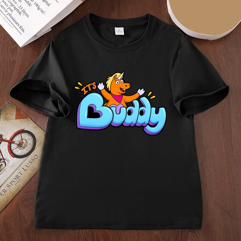Buddy Unicorn T-Shirt für Herren und Damen, modisches Grafik-T-Shirt, Streetwear, Rundhalsausschnitt, bedrucktes T-Shirt, lässiges Baumwoll-T-Shirt mit kurzen Ärmeln. – Detail 10