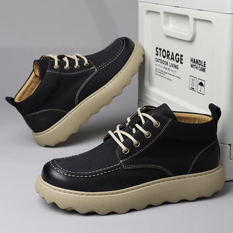 

American retro workwear shoes, men's autumn mid top short boots, outdoor suede boots 240829