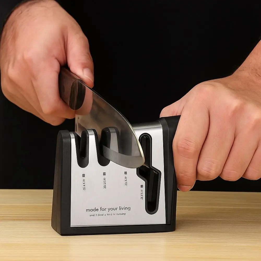 

Точилка для ножей из нержавеющей стали 4 в 1, 4 ступени, точильный камень для быстрой заточки, ручной точильный камень для кухни