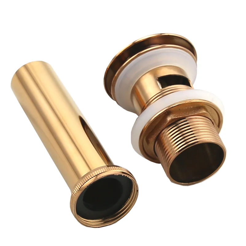 CDBM Brass Pop‑Up Basin Drain, Rose Gold Large Cover Sink Stopper With Overflow Hole XSQ‑007 view 5