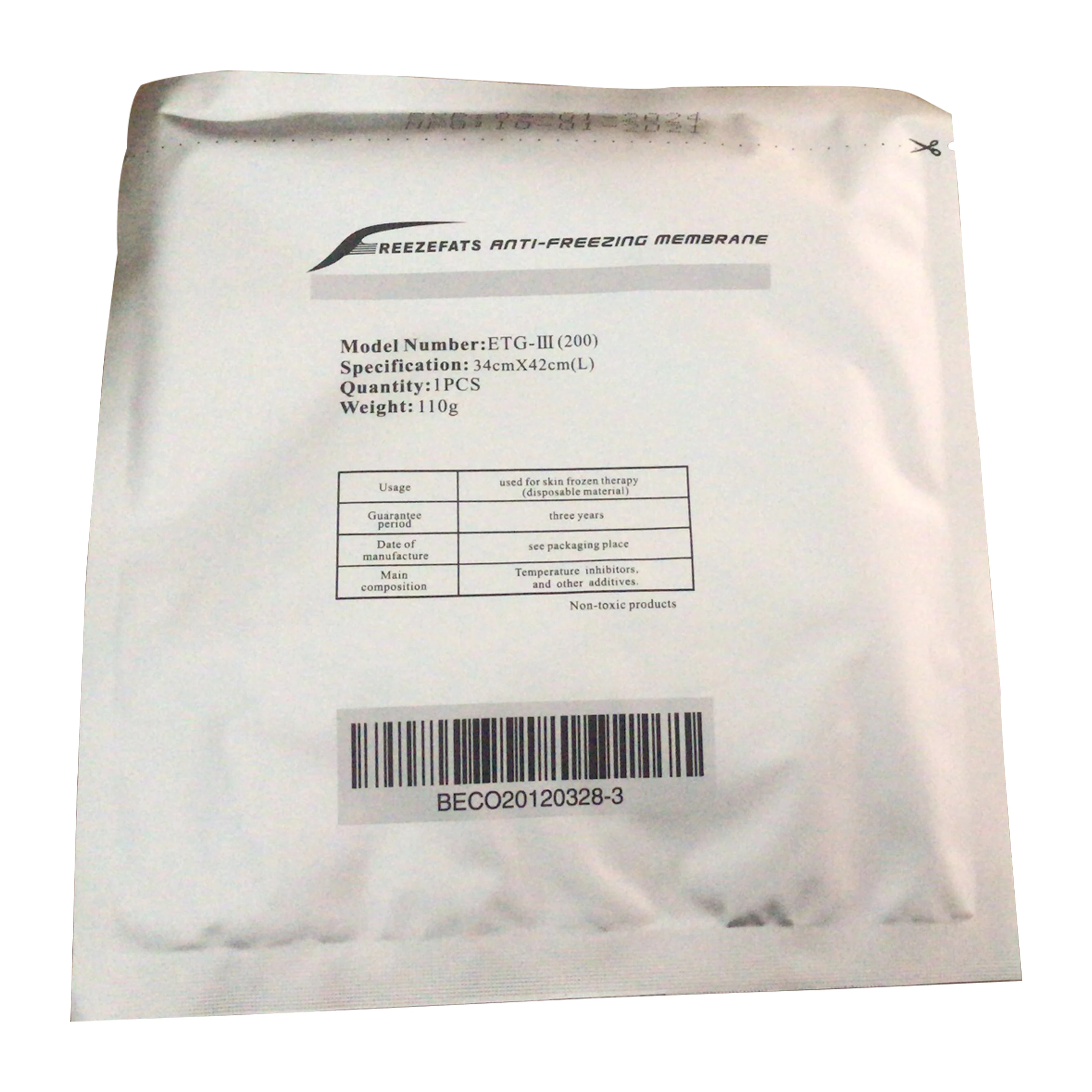 Anti Freeze Pad para Cryolipolysis Machine, Anticongelante Membrana com MSDS, ETG3-150