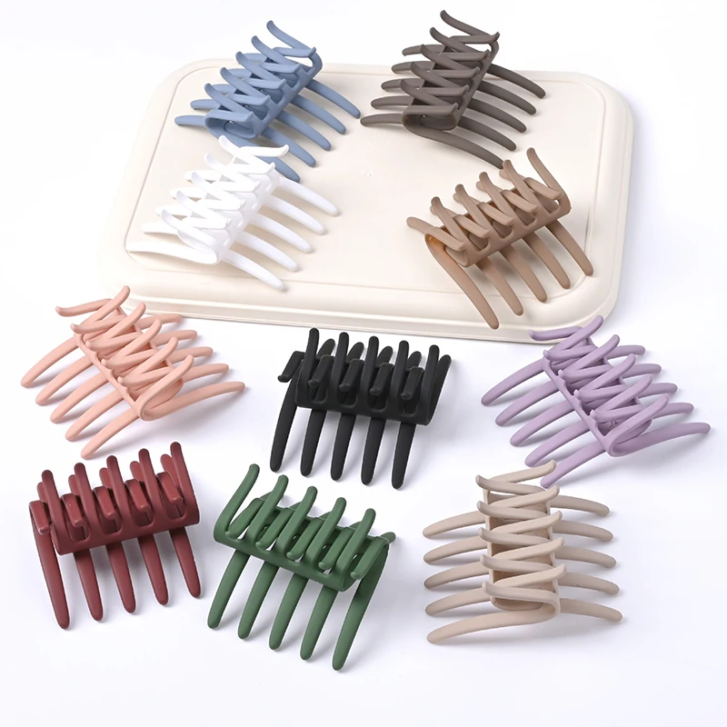 

5PCS 5.5cm Matter Colors Two Parts Cross Plastic Hair Claws Clips for Women Girls Jaw Hairpins Clamps Ponytail Holders