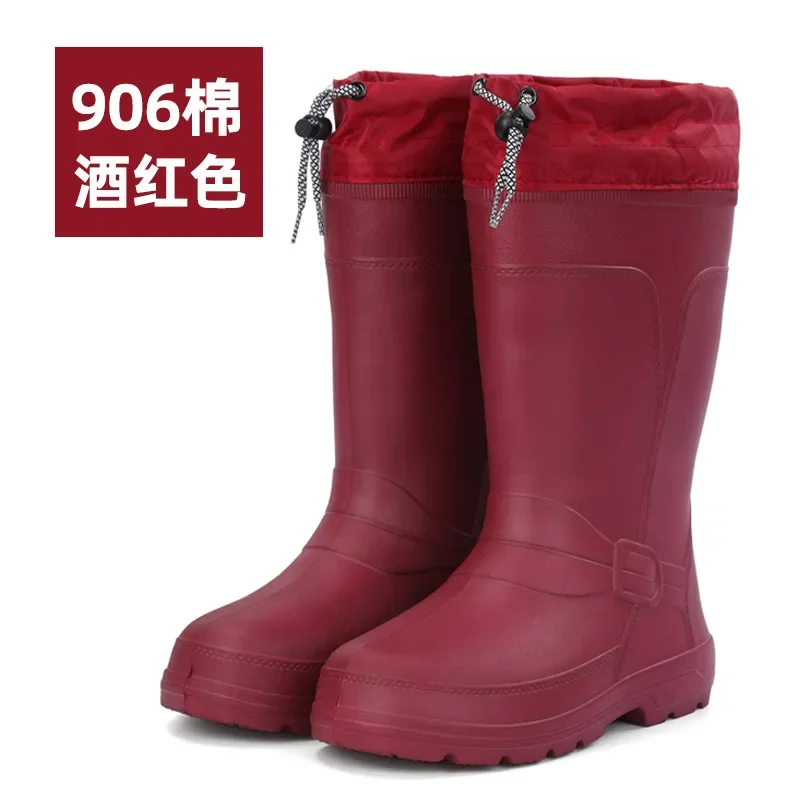 Woman Rain Boots New EVA High Canister Rain Shoes Women\'s Warm and Plush Waterproof Rubber Shoes Non Slip Fishing Water Shoes