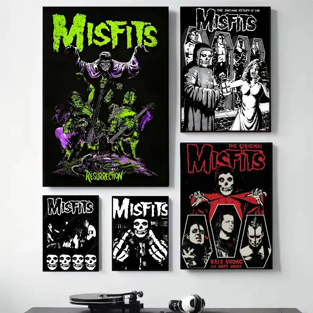 Punk M-Misfits Painting Calligraphy Self Adhesive Wall Art Waterproof Print For Bedroom Living Hallway Home Decor