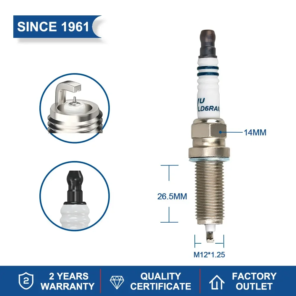 2-8PCS China Original Iridium Spark Plug with U-shaped Groove TORCH LD6RAIU Engine Automotive Parts