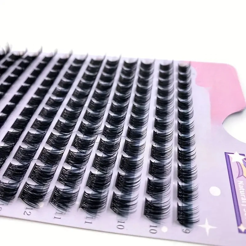 168 piezas de pestañas de visón sintético, racimos de 0.07mm, D curl, 9-16mm, mezcla natural, herramientas 4
