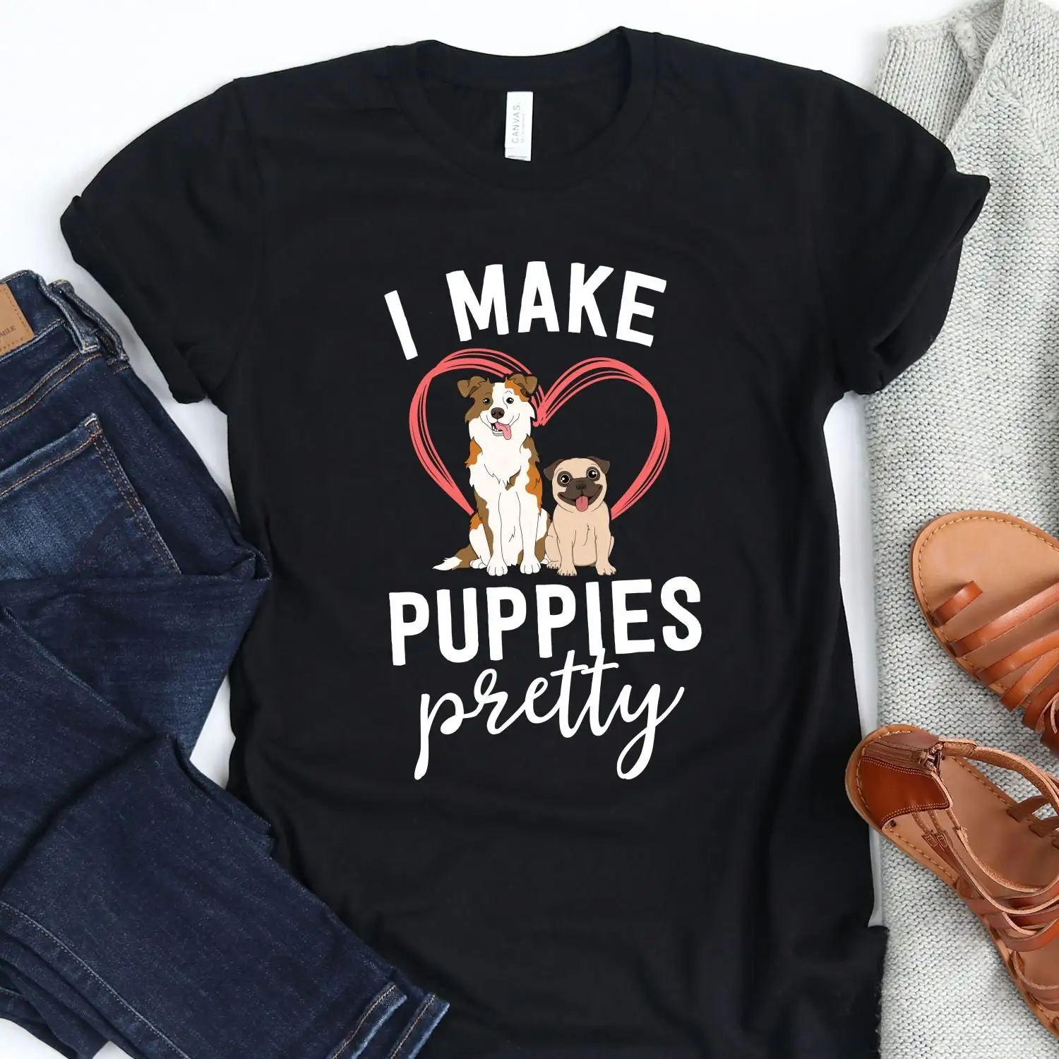 تي شيرت I Make Puppies Pretty T Shirt Dog Groomer للعناية بالحيوانات الأليفة من أجل سبا المضحك