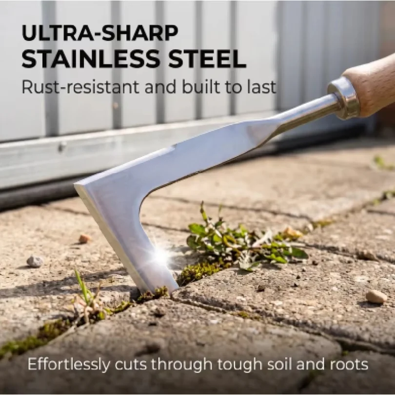 Gap Weeder Tool, Stainless Steel Blade, Removes Grass Roots from Brick Joints, Manual Garden Weed Puller.