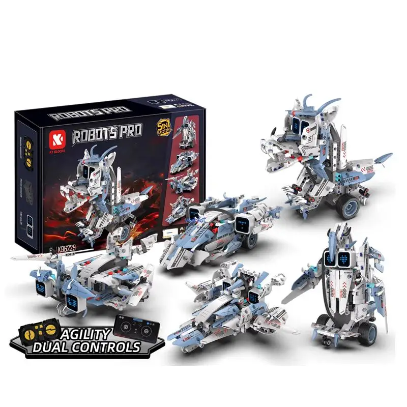 96229 342PCS Fire Breathing Dragon 5-in-1 Programmable Robot Building Kit with Smart Screen STEM Educational Coding Toy