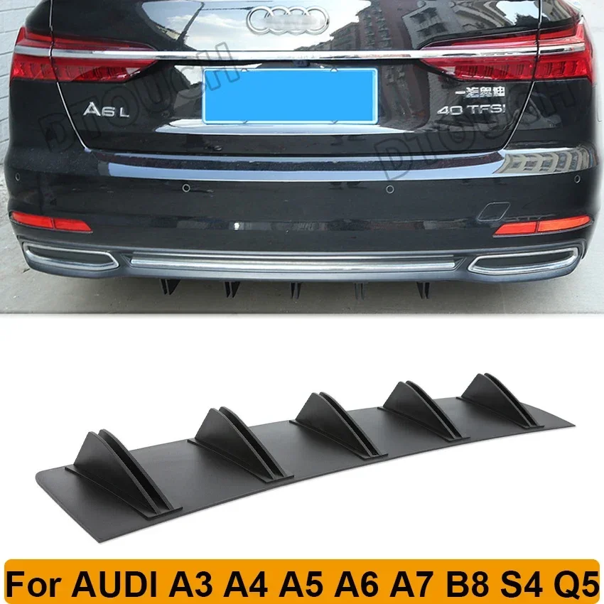 

81.5cm Universal Rear Bumper Diffuser 5 Shark Fins Splitter Spoiler Cover For AUDI A3 A4 A5 A6 A7 B8 S4 Q5 Car Accessories