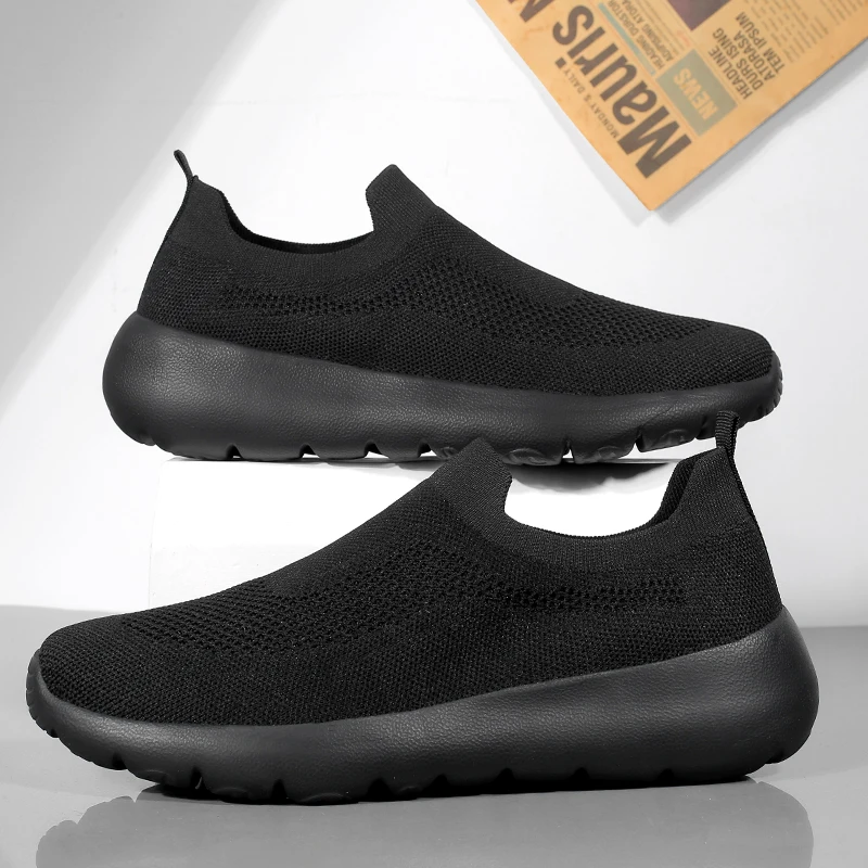 Ladies Lightweight Walking Shoes Minimalist Single Tone Knit Fabric Cushioned Insole Match Park Stroll Outdoor Walking Sneakers