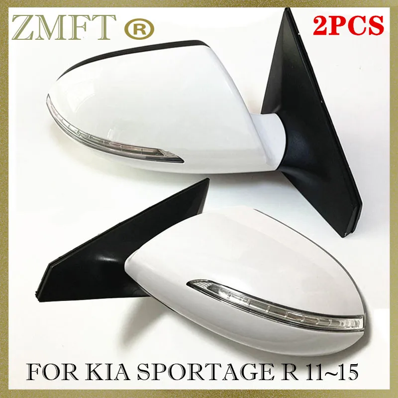 2PCS Left and Right Car Rearview Mirror Assy For KIA Sportage R 2011 2012 2013 2014 2015 With Lens Adjustable LED Turn Light