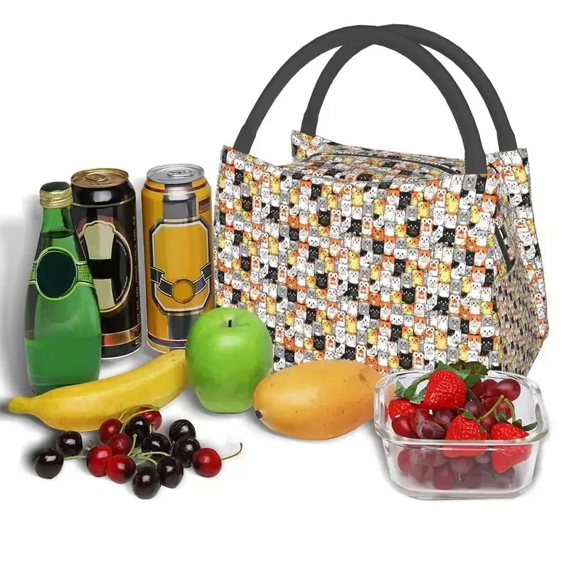 

Cute Kitten Cat Pattern Thermal Insulated Lunch Bag Women Cartoon Animals