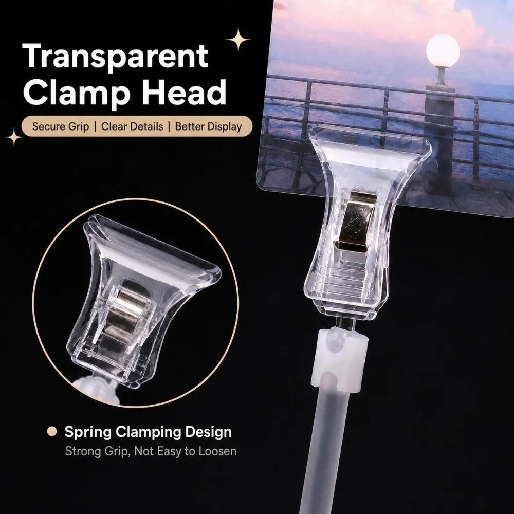 5Pcs Minimalist Plastic Card Holder Clips with Sticks Clear Flower Bouquet Card Clamp Pin Card Stand Florist DIY