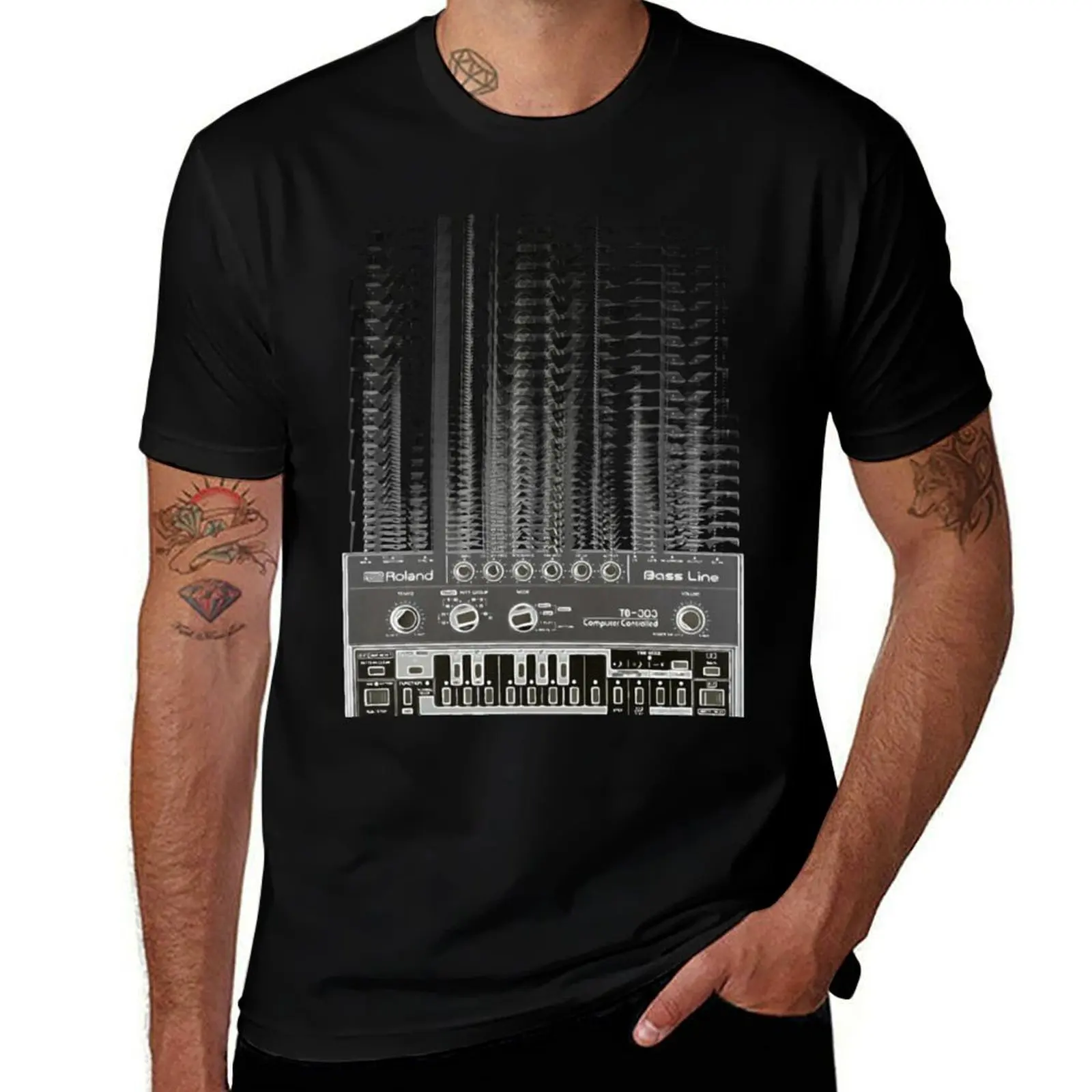 ACID TB303 techno roland glitch T-Shirt Durable Work Wear T-Shirt
