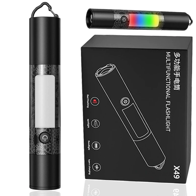 

Multifunctional LED Flashlight -1800MAh Rechargeable Camping Bike Lamp w/ Hammer& Magnet Ideal for Outdoor Self-defenseEmergency