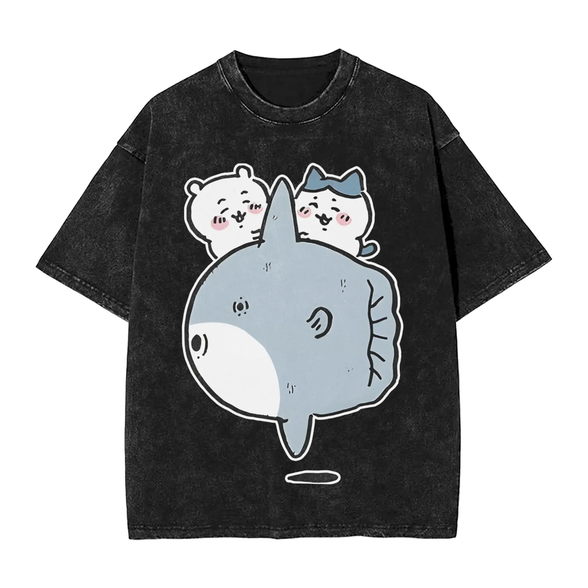 

Повседневная милая футболка Chiikawa, мужская футболка с круглым воротником из чистого хлопка, стираная футболка с короткими рукавами, праздничная одежда