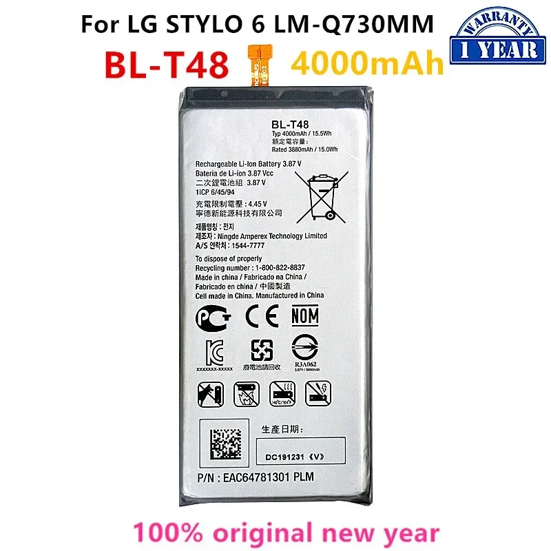 

Original BL-T48 4000mAh Battery For LG STYLO 6 LM-Q730MM BL T48 Mobile phone Batteries