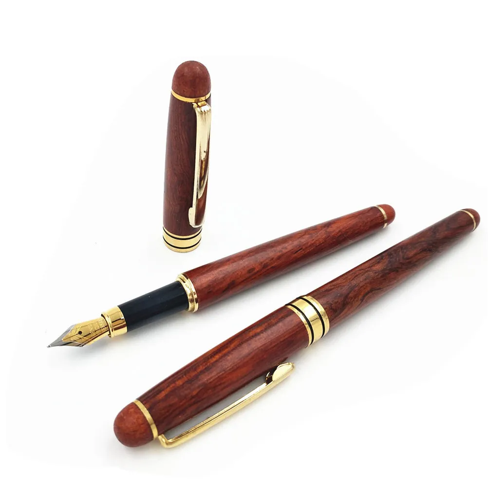 

Rosewood Tip Fountain Pen Set Elegant Portable Slim Design Smooth Writing Experience in Luxury Wooden Box