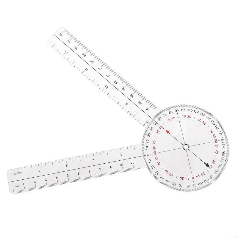 

920L 12 Inch Goniometer Transparent Orthopedic Ruler Plastic Goniometer 360 Degree for Body Measuring Tape Goniometer