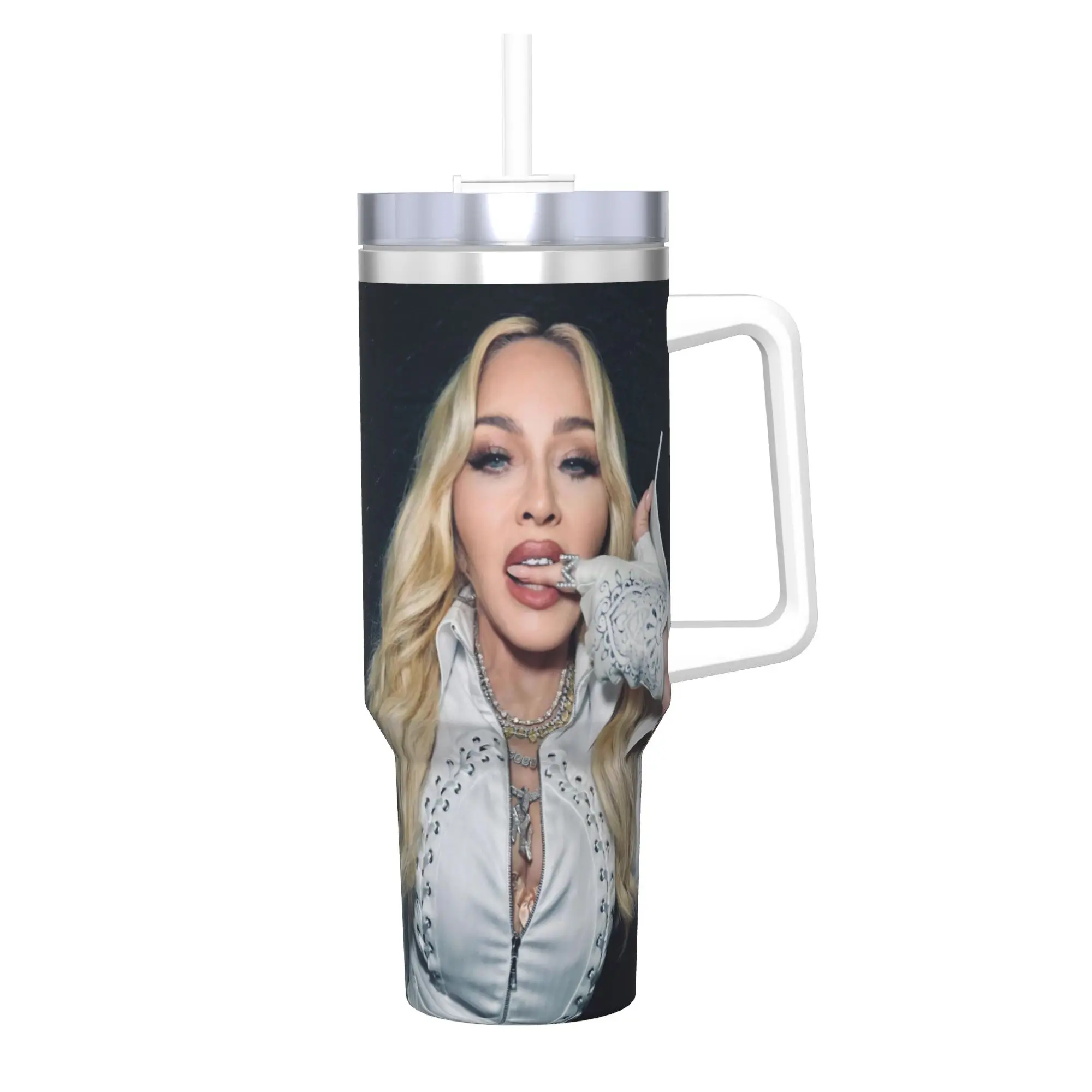 M-Madonnas Confessions II Tumbler With Straw  Stainless Steel Tumblers Cup Double Wall Vacuum Insulated for Cold Or Hot 40oz