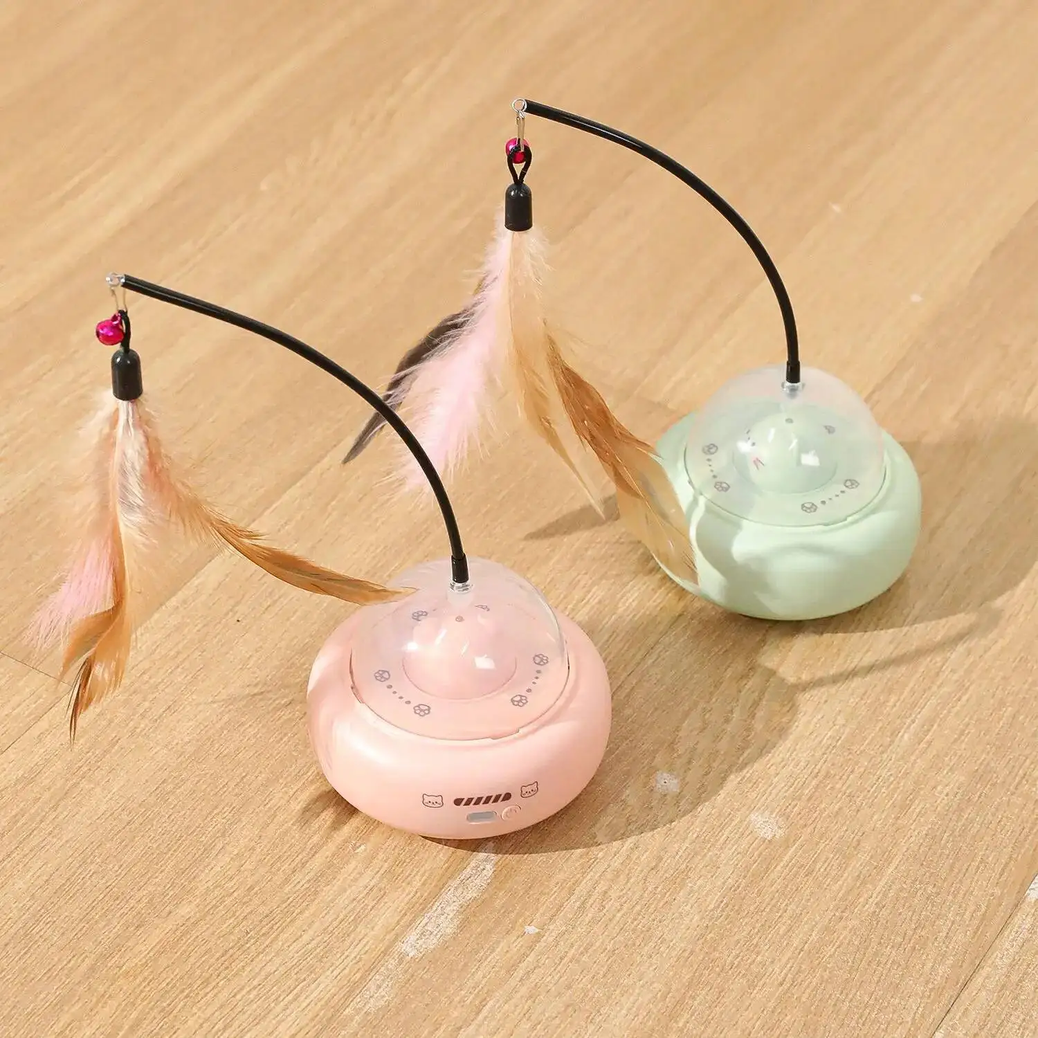 Smart Electric UFO Cat Teaser Wand Replaceable Feather With Bell Interactive Training Toy Indoor Entertainment Pet Cat Supplies