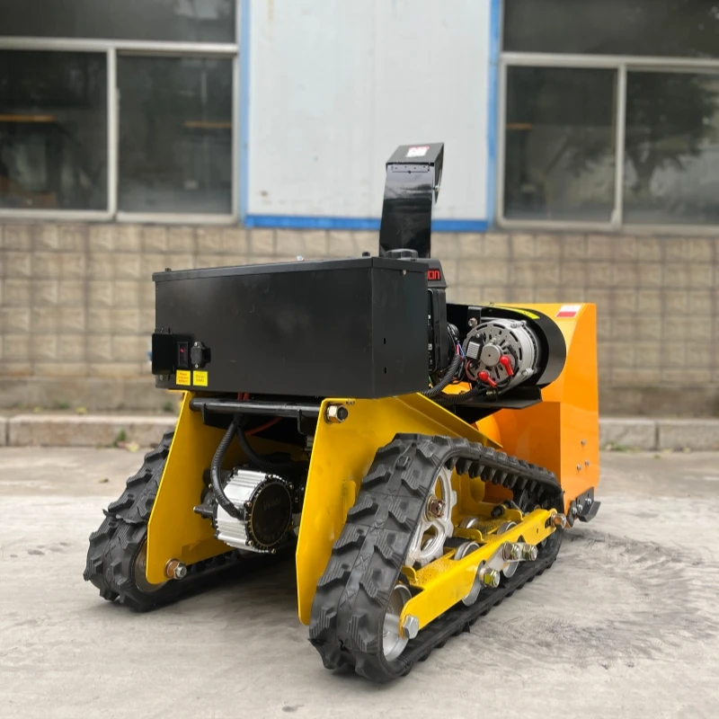 Customized Mini Remote-Controlled Snow Blower, Industrial High-power Intelligent Snow Thrower, Rubber Track Winter Sweeper