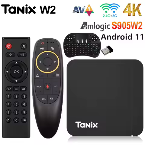 Tanix W2 Android Smart TV Box 4G 64G S905W2 3D AV1 4K HD Set Top Box 2.4&amp;5G Media Player Option i8 Keyboard &amp; G10S Voice Remote