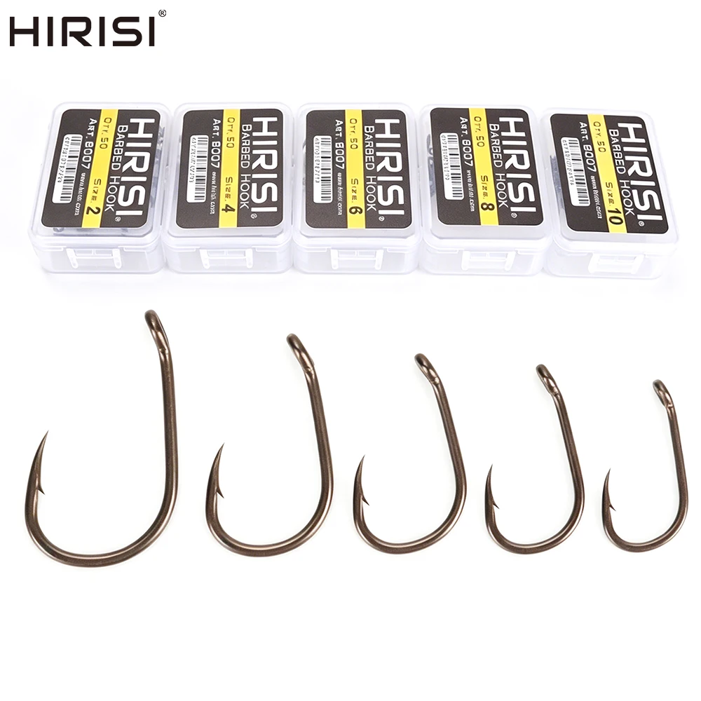 Hirisi 8007 100 Stück Angelhaken Karpfenangelhaken-Set Hochkohlenstoffstahl Ringöhrchen-Angelhaken Größe 2468 Angelzubehör im Angebot – Detail 1