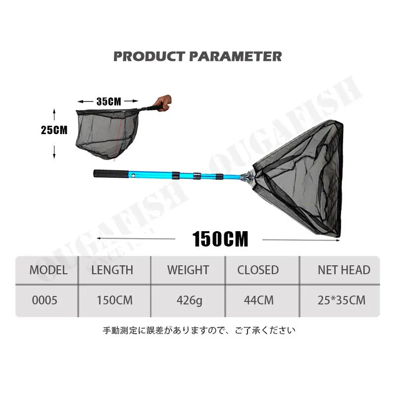 Telescoping Fishing Net 1.5m Ultralight Portable Fly Hand Pole Triangle Folding Stainless Nets Pesca Accesorios Mar Carp Tackle