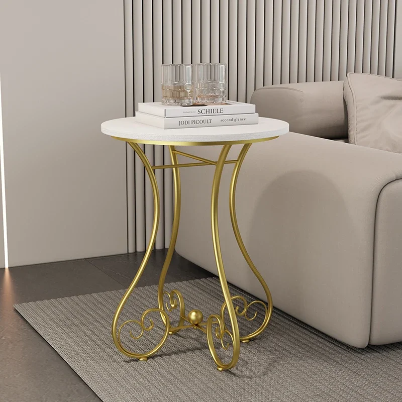 

Minimalist Iron Side Table Small Round Coffee Table Balcony Bedroom Modern Ins Aesthetic End Table Wooden Desktop