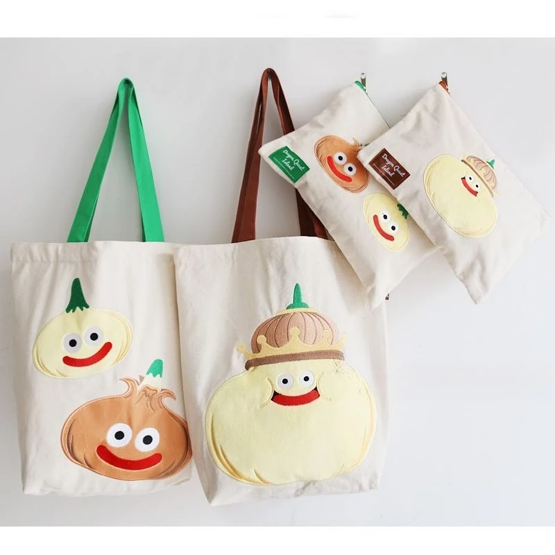 

Холщовая сумка с рисунком Dragon Quest, большая вместительная сумка King Slime на одно плечо, сумка для хранения косметики, портативный подарок на праздник для путешествий