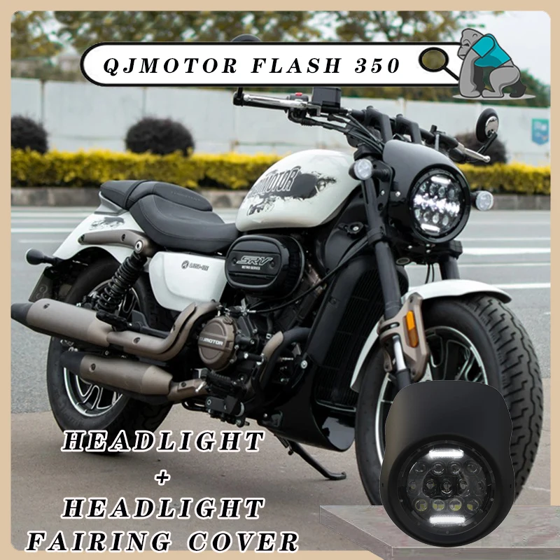 

Motorcycle Fairing Kits ABS Front Cowl and Headlight Fairing Cover Panel Bracket Headlamp Front Panel for QJMOTOR Flash 350