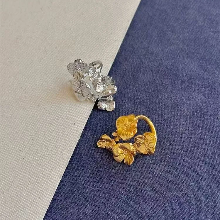 

Jenny&dave Open Mouth Long Ring, Three-dimensional Flower Adjustable Personalized Ring Women's Earrings Ear Cuffs