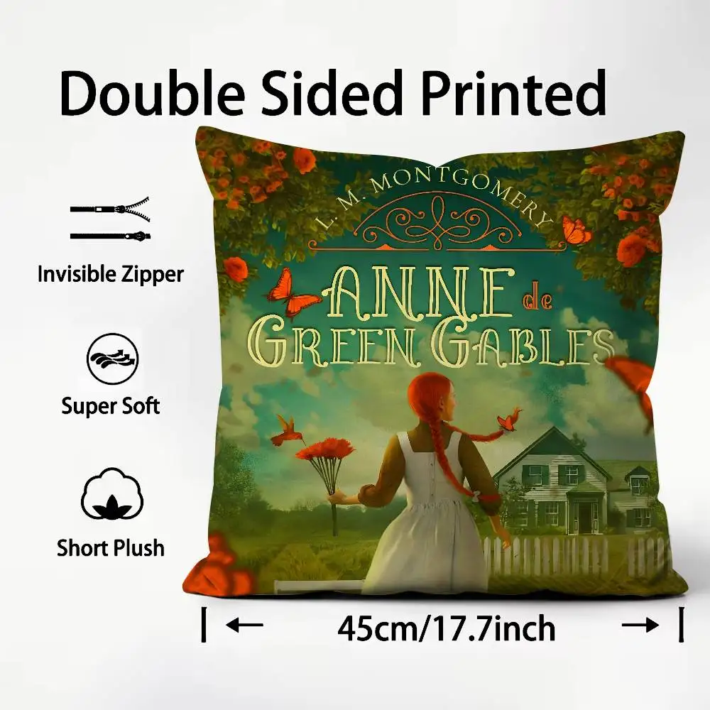 Anne Of G-Green Gables كيس وسادة نمط مطبوع كيس وسادة لغرفة المعيشة غطاء وسادة أريكة وديكور غرفة النوم