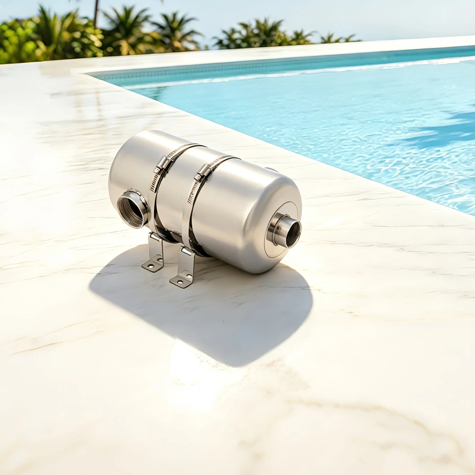 Schwimmbad-Wärmetauscher 28kW, Pool-Heizgerät 28kBtu/h mit 40GPM Durchfluss, 304 Edelstahl für Spa-Whirlpool – Detail 2