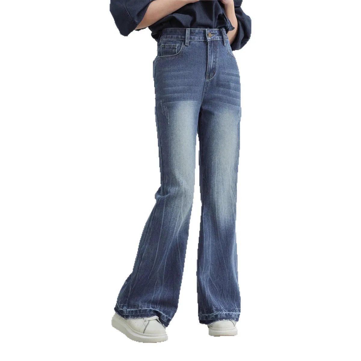 

Широкие брюки, высокие женские весенние вязаные плиссированные дышащие брюки для отдыха, базовые софтшелловые эстетические детали, легкие для поездок на работу