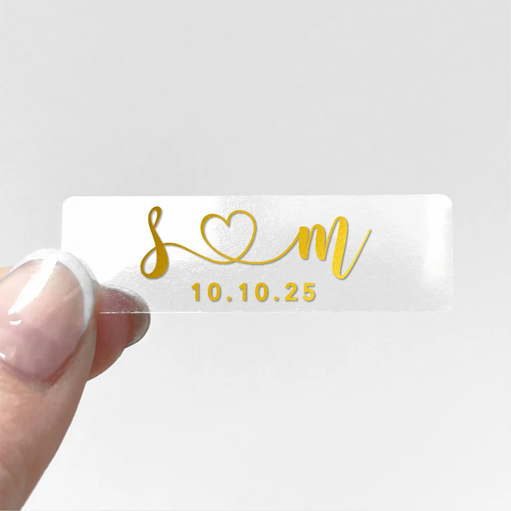 Personalized 50pcs wedding stickers transparent rectangular stickers suitable for various occasions school supplies cosmetics